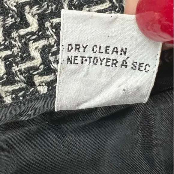 Talbots Vintage Pants Womens 14P Black White Wool Woven Plaid Wide Leg Trousers - Picture 12 of 13